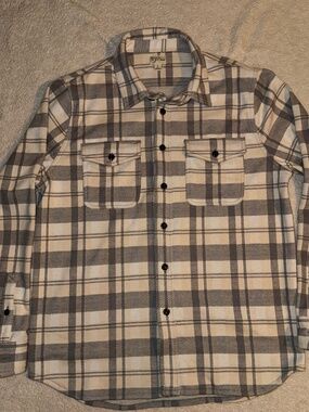 J. Crew Seaboard soft-knit shirt - Juno Cream Grey White - Size Large